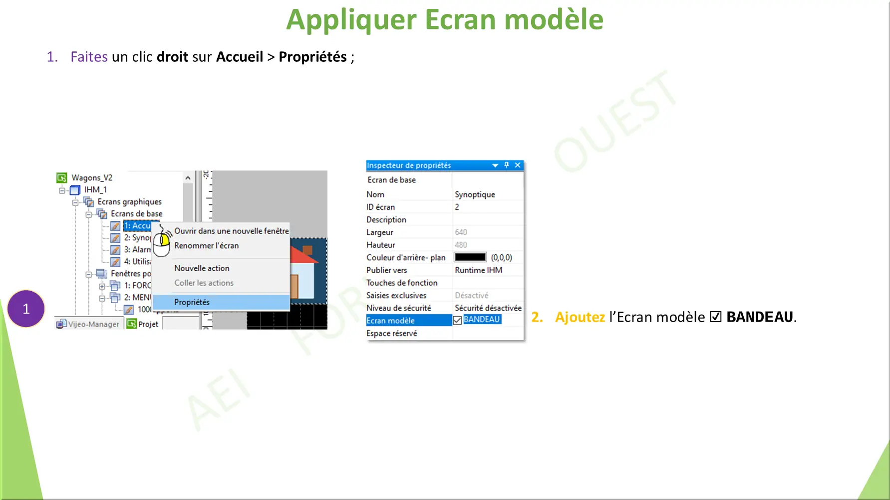 Appliquer Ecran modèle